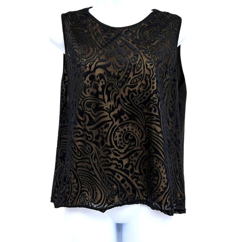 Delicate Sheer Velvet Burnout Tank Sz L Top Whimsigoth Y2K Witchy Romantic Goth